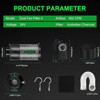 MELONFARM Dual-Fan Air Filter 4 Inch Dual-fan power boosts air circulation - Image 8