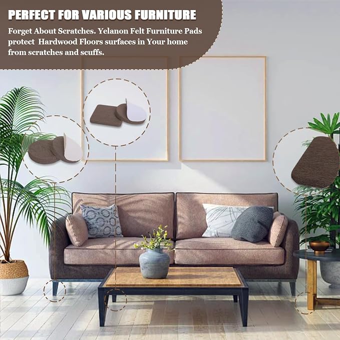 Yelanon Felt Furniture Pads -182 Pcs Premium Felt Pads - Image 7