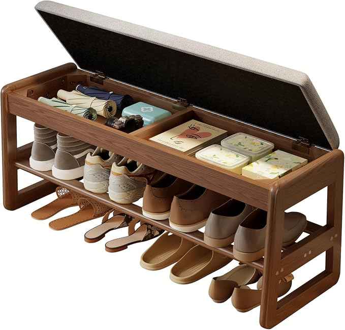 AQIMUELE Shoe Rack Bench, 2 Tiers Shoe Bench