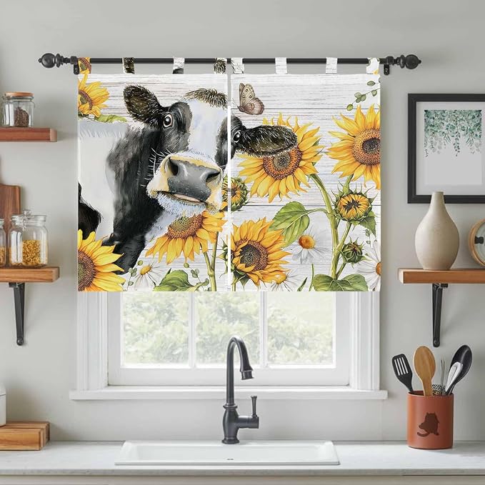 Retro Farmhouse Floral Bedroom Curtains 63 Inch Length, Window Curtains Tab Top - Image 3