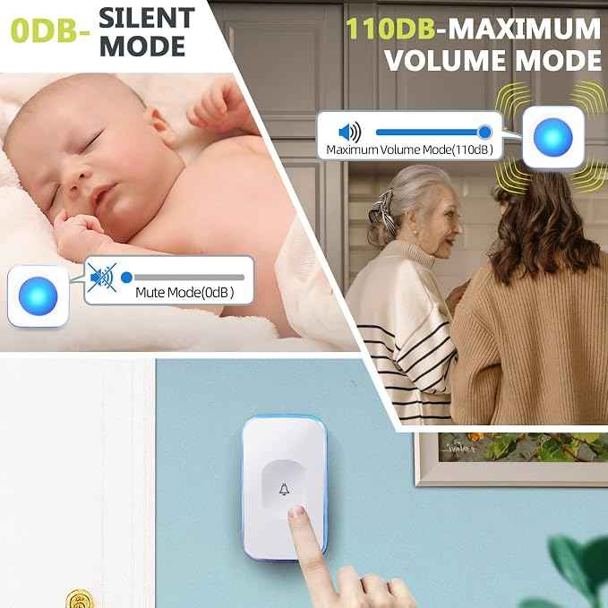 Wireless Doorbells for Home Flashing Light Doorbell
