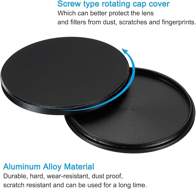 PATIKIL 55mm Lens Cap, 2 Pack Camera Lens Cap Cover Universal Front Metal Lens - Image 4