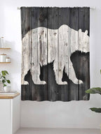 Sheer Curtains 72 Inches Long, Farmhouse Country Rustic Wooden Grain Privacy - Image 2