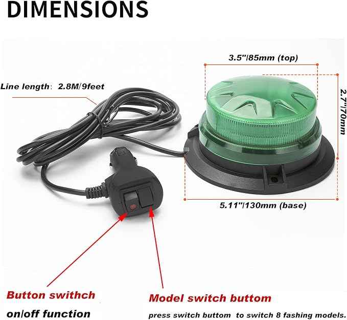 Green Led Emergency Strobe Beacon Lights