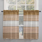 Retro Farm Wood Board Window Valance Curtains, 2 Panel - Image 2