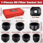 7-Piece Oil Filter Socket Set, 3/8" Drive Low Profile Oil Filter Cap Wrench - Image 2