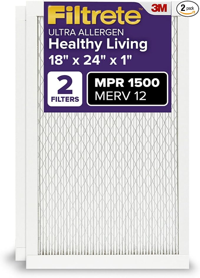Filtrete 18x24x1 AC Furnace Air Filter, MERV 12, MPR 1500, CERTIFIED asthma & by Filtrete