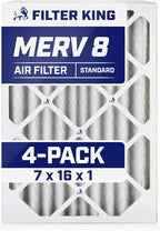 Filter King 7x16x1 Air Filter | 4-PACK | MERV 8 HVAC Pleated A/C Furnace by FilterKing
