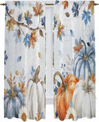Fall Blue Maple Window Curtains 72 Inch Long 2 Panel Set, Rod Pocket Long - Image 2