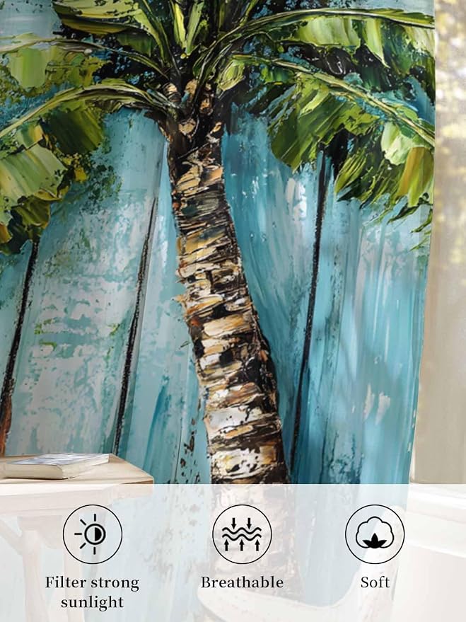 Sheer Curtains 54 Inch Length, Coastal Beach Starfish Semi Sheer Curtains Light - Image 6