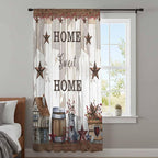 Farmhouse Sheer Curtains 72 Inch Length Retro Country Star Berry Vintage Wood - Image 4