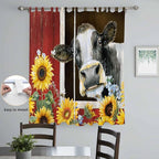Cows Sunflowers Living Room Curtains 84 Inch Length, Window Curtains Tab Top - Image 4