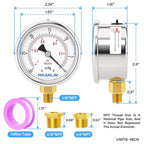 MEANLIN MEASURE -30inHG~0Psi Vacuum Gauge Stainless Steel 1/8" NPT 2" FACE DIAL - Image 2