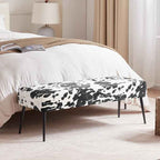 DUHOME Velvet Bench Ottoman, Upholstered Bedroom Benches Cow Print End of Bed