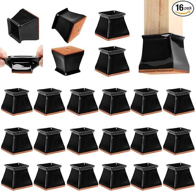 CHUNZEXI 16 Pack Square Chair Leg Floor Protectors