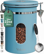 Veken Coffee Canister with Window, Airtight Stainless Steel Kitchen Food by Veken