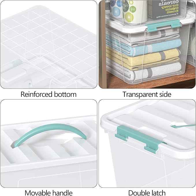 Zopnny 14 Quart Plastic Lidded Storage Bin