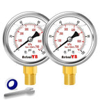 Glycerin-Filled Pressure Gauge, Brass Internal 2-Inch Gauge, Stainless Steel by Unknown
