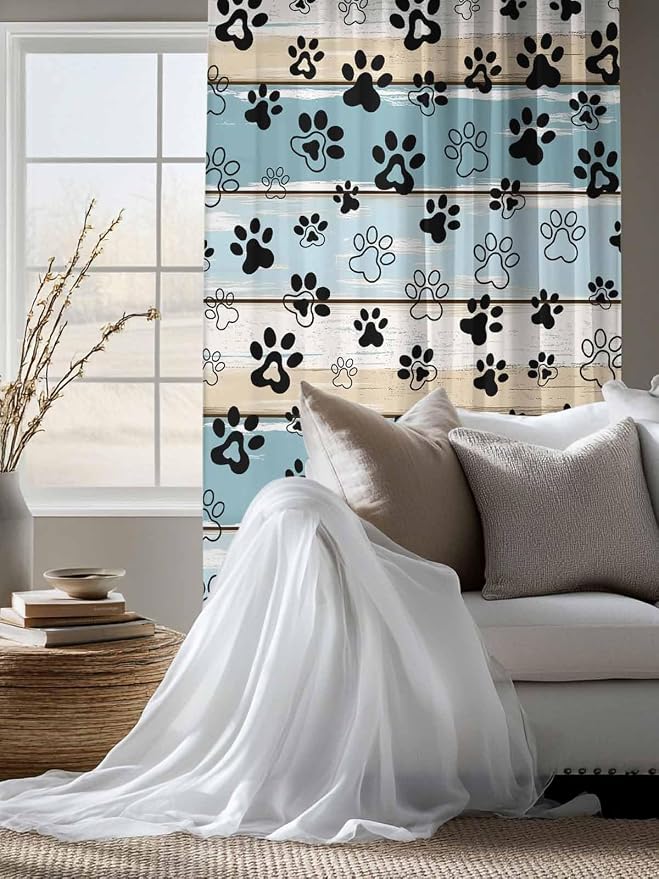 Sheer Curtains 72 Inches Long, Vintage Farmhouse Country Wood Grain Privacy - Image 4