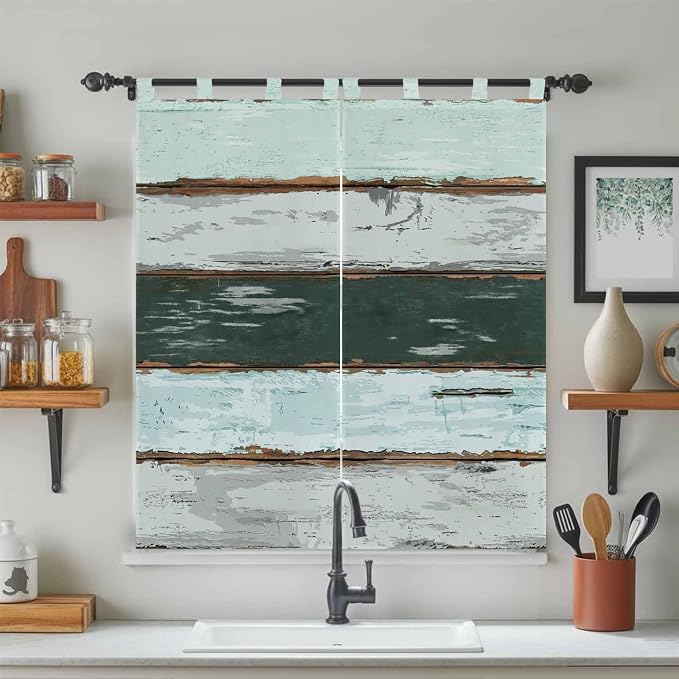 Blue Teal Living Room Curtains 84 Inch Length, Window Curtains Tab Top - Image 3
