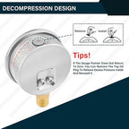MEASUREMAN 2-1/2inch Dial Size, Oil Filled Pressure Gauge, 0-160psi/kpa - Image 5