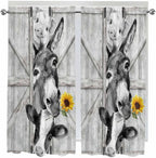 Grey Farmhouse Living Room Curtains 72 Inches Length, Vintage Sunflowers by Unknown