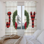 Christmas Wreaths Window Curtains 72 Inch Long 2 Panel Set, Rod Pocket Long - Image 4