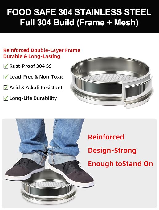 All 304 Stainless Steel 60 Mesh Test Sieve, 8 Inch/20cm Diameter, Flour Sifter - Image 4
