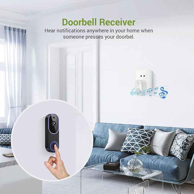 1080P Wireless Video Doorbell Camera, Smart Outdoor Surveillance Cam, FHD Live