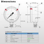 0 to 160 Psi Lead-Free Pressure Gauge, Glycerin Liquid Filled, 2.5 inch Dial - Image 6