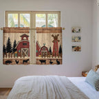 Brown Farmhouse Kitchen Curtains, Vintage Country Animals Wooden Grain Light - Image 4