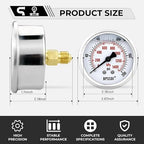 0-200 Psi Glycerin Liquid Filled Low Pressure Gauge, 2.5" Dial Size, 1/4" G - Image 3