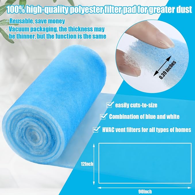 Frienda 12 x 91 Inch Merv 8 Reusable Air Vent Filter Cut to Size Electrostatic - Image 2