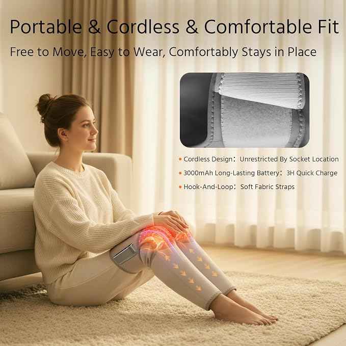yoyomax Leg Massager with Heat, Adjustable Calf Thigh Knee Massager