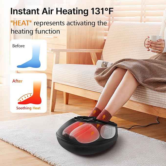 Shiatsu Foot Massager with Heat, Deep Kneading & Gentle Air Compression