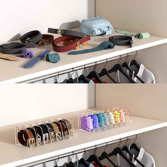 FEMELI Belt Organizer Acrylic Clear Case Storage Holder