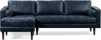 Poly & BARK Napa 104.5" Left-Facing Sectional Sofa – Midnight Blue Full-Grain
