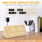 Kogonee Wooden Digital Alarm Clock, 0-100% Dimmer, 2 Alarm Settings,