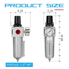NANPU Industrial Grade Heavy Duty Particulate Filter & Air Regulator, Metal Bowl - Image 5