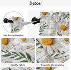 Spring Daisy Tier Curtains, Farmhouse Country Flower Leaf Plant Wood Grain - Image 9