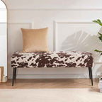 DUHOME Velvet Bench Ottoman, Upholstered Bedroom Benches Cow Print End of Bed