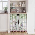 Spring Tier Curtains, Bicycles Botanical Leaves Rose Colorful Stripes Light - Image 7