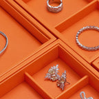 Oirlv Luxury Leather Jewelry Tray Orange Stackable Jewelry Drawer Organizer - Image 7