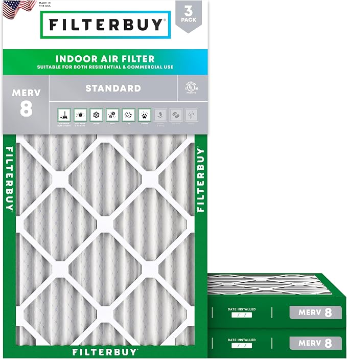 Filterbuy 14x24x2 Air Filter MERV 8 Essential Dust & Allergy Defense, by Filterbuy