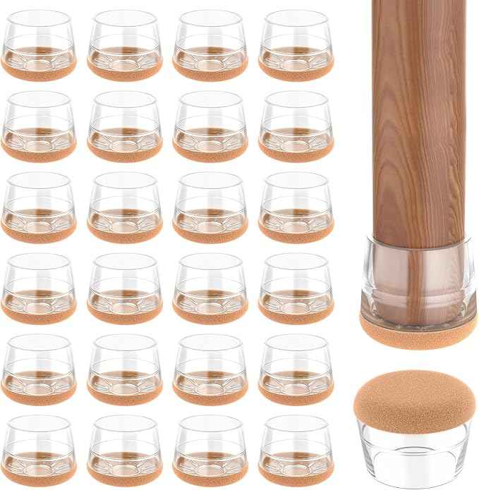 24 PCS Silicone & Felt Chair Leg Floor Protectors