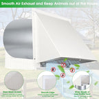 8 Inch Hooded Wall Vent with Screen and Damper, Outdoor Wall Exhaust Vent Cover - Image 3