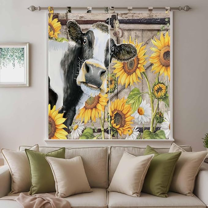 Retro Farmhouse Flower Bedroom Curtains 72 Inch Length, Window Curtains Tab Top - Image 9