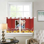 Pig Sunflowers Kitchen Curtains 24 Inch Length, Small Window Curtains Tab Top - Image 2