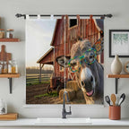 Farm Donkeys Bathroom Curtains 63 Inch Length, Window Curtains Tab Top - Image 3