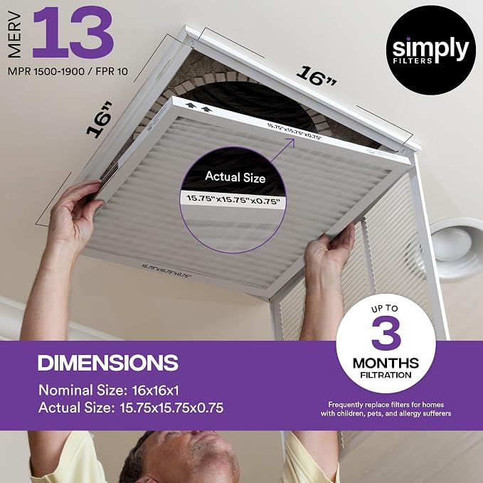 Simply 16x16x1 Air Filter, MERV 13, 6 Pack, - Image 3